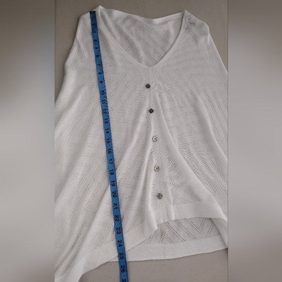 NWT Talbots Coastal Beachy Boho Cotton Blend White Poncho Tunic Top Sz M/L - Picture 13 of 14